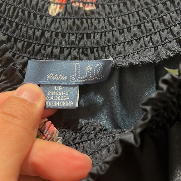 Lil Sz LP floral off the shoulder dress pockets puff sleeve Navy Pink Grey roses - Picture 5 of 8